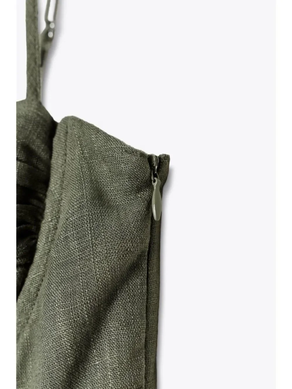 Zara Womens Jumpsuit M Green Linen Blend Wide Leg Sleeveless Bows 8447/734 NWT